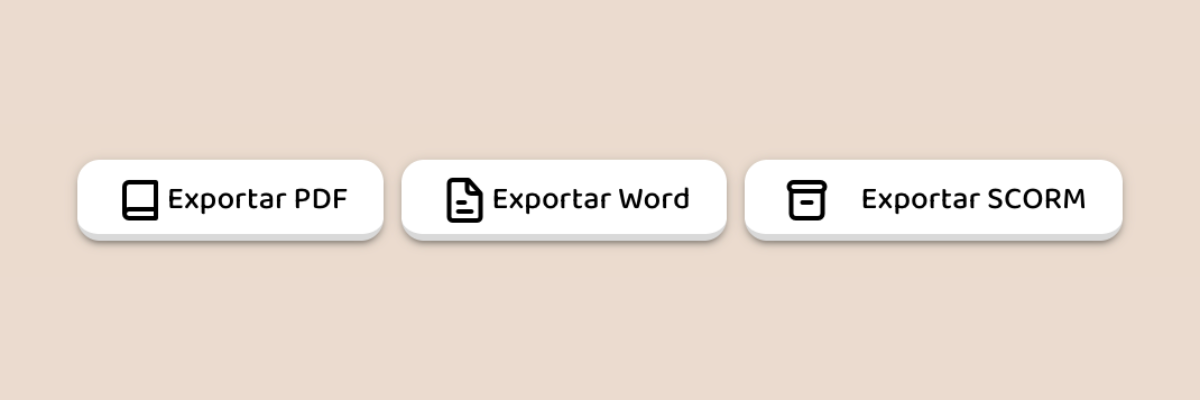 3 modos de exportación de microcursos: word, PDF y SCORM